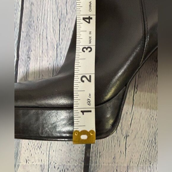 VINTAGE Luichiny Mavis Black Leather Y2K Classic Club Retro Platform Boots 39 - Picture 13 of 16